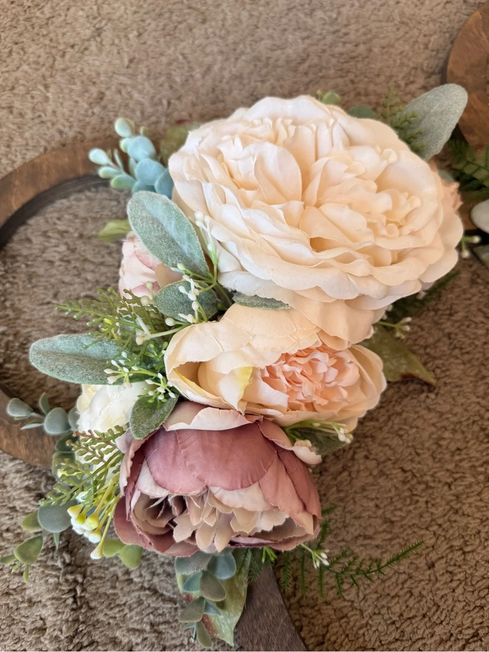 Wooden Floral Mickey Wreath - Cream and Blush Home Accent